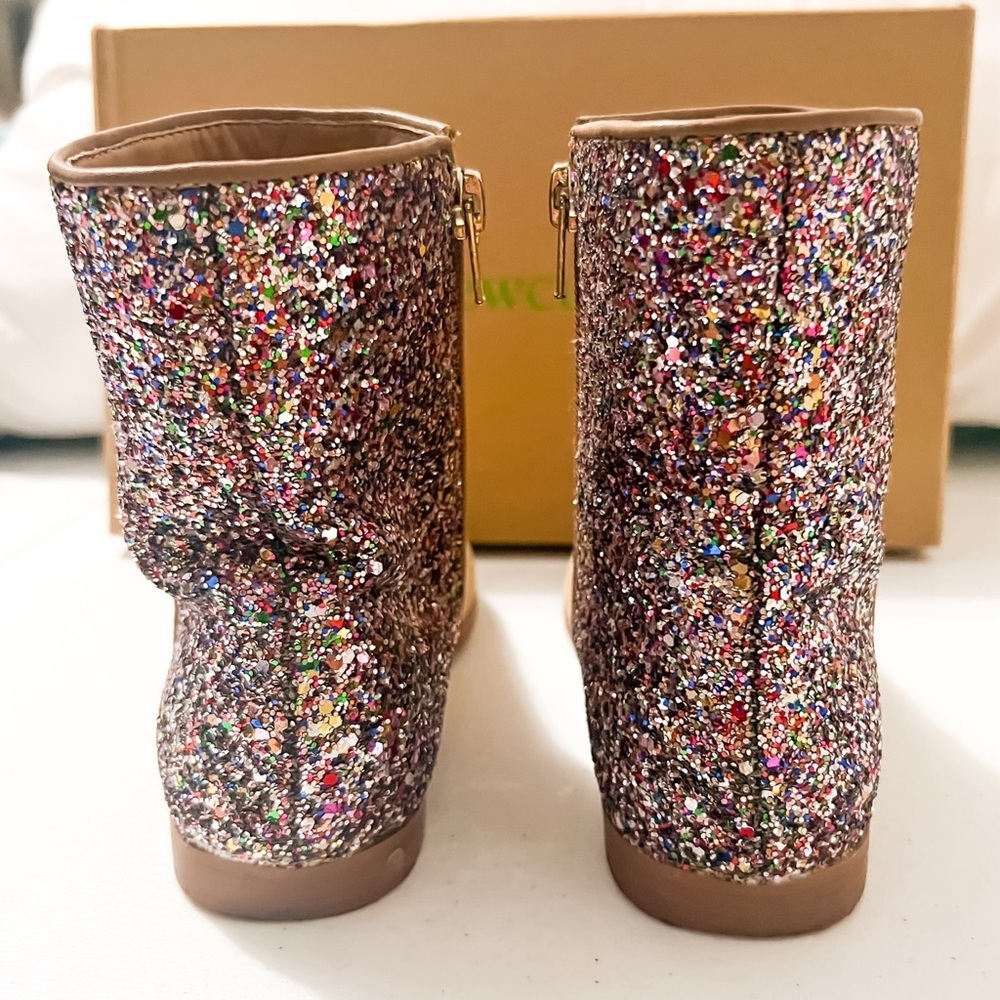 J. Crew Crewcuts Girls Zip-Up Glitter Back Ankle Boots, Size K3 - Picture 2 of 8
